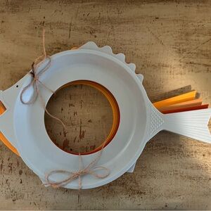 Fish-Shaped Wall Decor in White and Orange